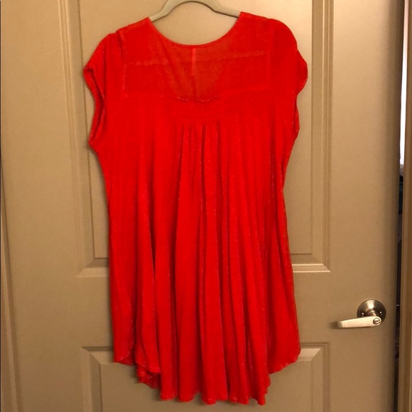 Free People Red Button Down Tunic Top Size M - Picture 2 of 6